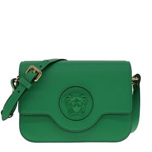 Versace Medusa Shoulder Bag Crossbody Green Leather New